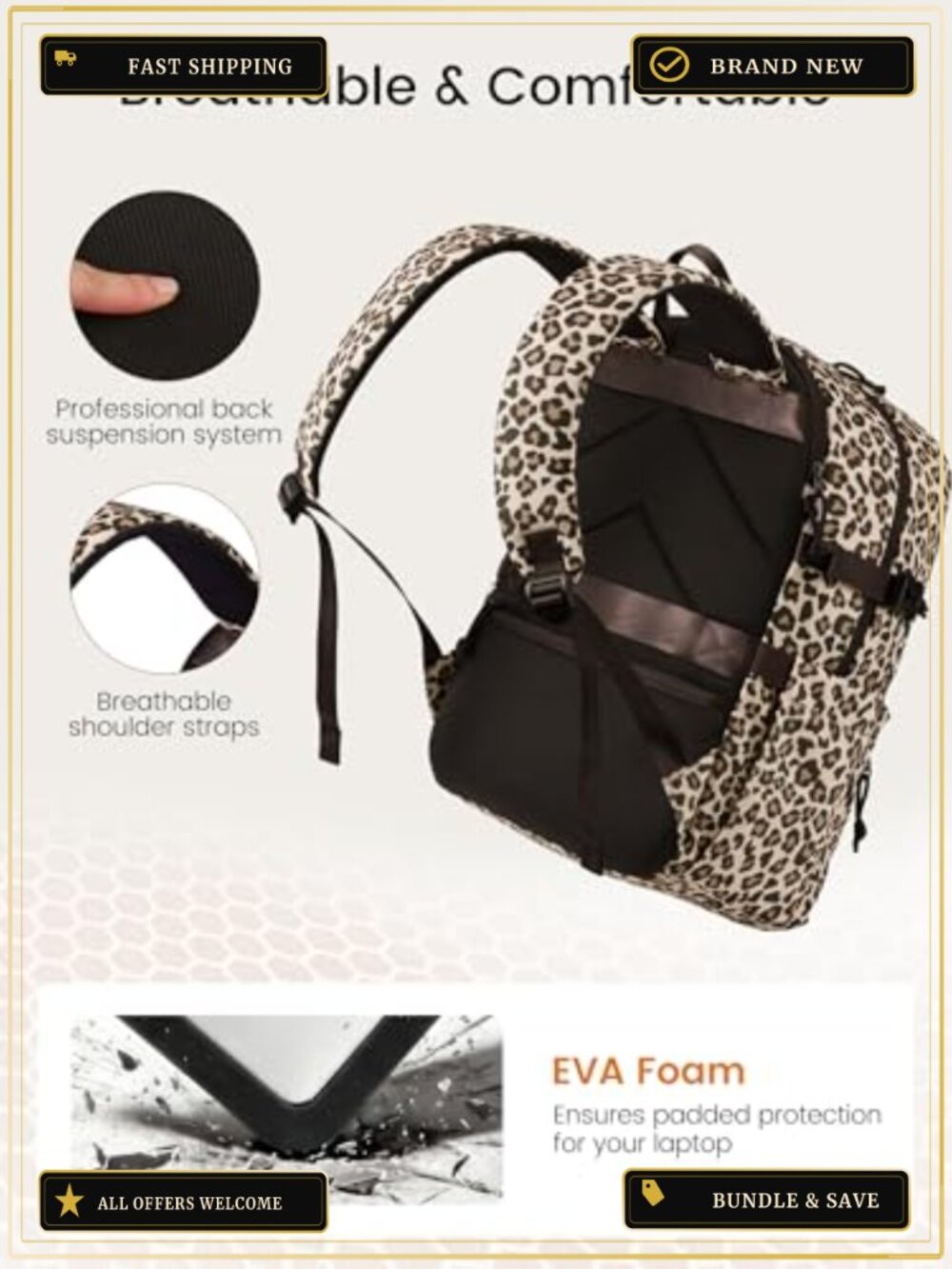 Waterproof Laptop Backpack 15.6 Inch Travel Work Bag with Cup Holder, Anti-Theft - Picture 5 of 5